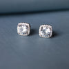 Brilliant Square Solitaire Sparkle Sterling Silver Earrings