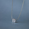 Dare To Square Solitaire Sterling Silver Pendant Chain Necklace