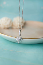 Baguette Treaty Flower Sterling Silver Pendant