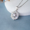 Radiant Floral Solitaire Sterling Silver Pendant With Chain