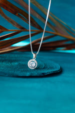 Classic Solitaire Sparkle Sterling Silver Pendant