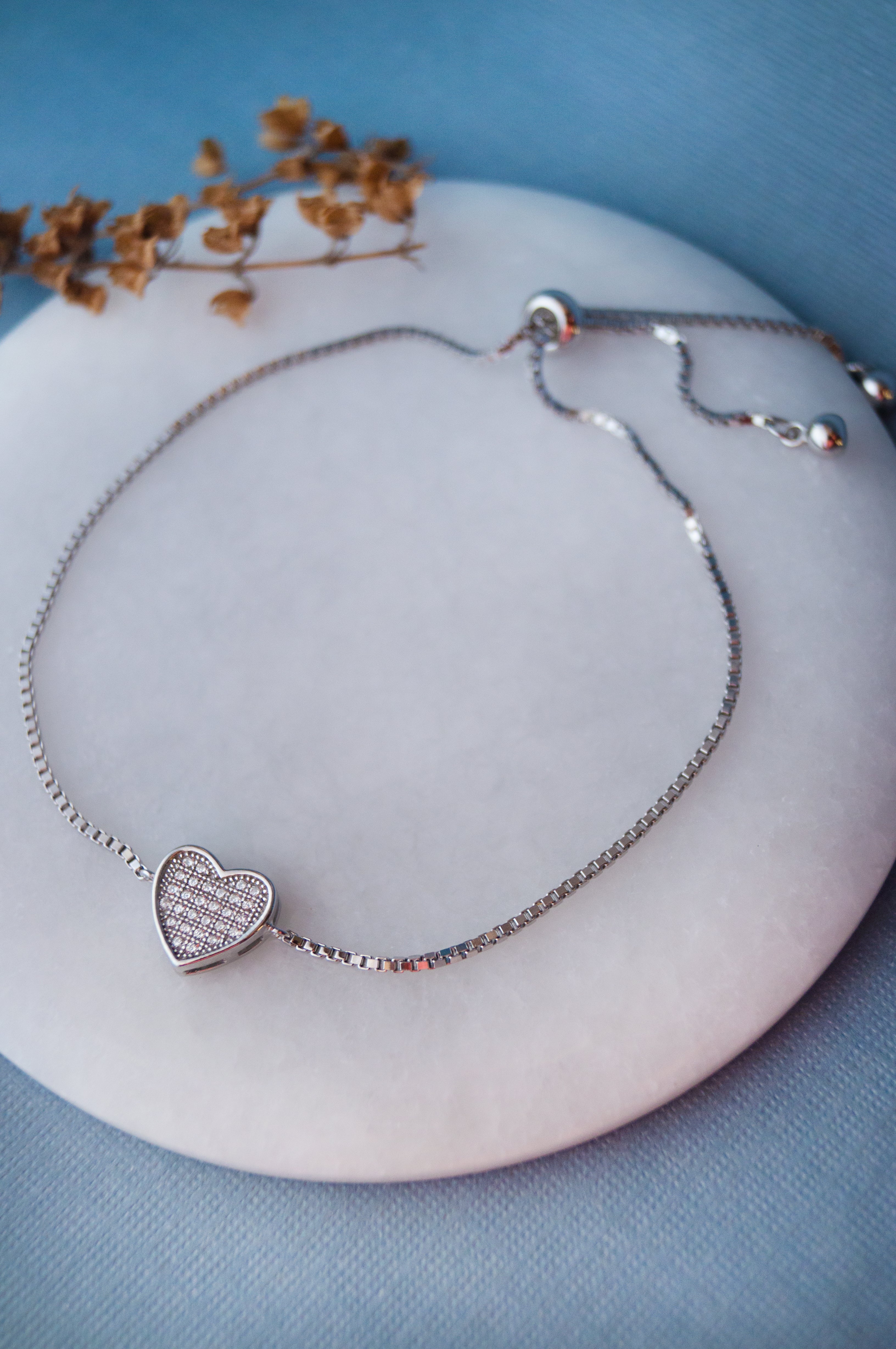Silver Annalise Heart Stone Chain-Link Bracelet - CHARLES & KEITH FR