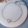 Sparkling Checkered Heart Sterling Silver Pull Chain Bracelet