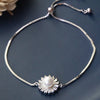 Pearl Baguette Rays Sterling Silver Pull Chain Bracelet