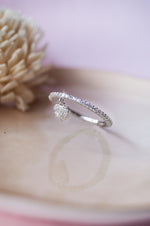 Heart Charm Rose Gold Plated Sterling Silver Ring