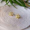Charming Flower Sparkle Gold Plated Sterling Silver Stud Earrings