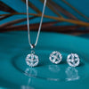 Ditsy Radiant Pattern Baguette Sterling Silver Pendant Set