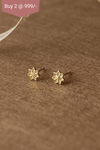 Geometric Flower Gold Plated Mini Stud Earrings - Mannash