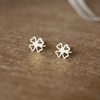 Shimmery Clove Leaf Gold Plated Mini Sterling Silver Stud Earrings