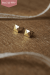 Edgy Pyramid Gold Plated Mini Stud Earrings - Mannash
