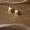 Edgy Pyramid Gold Plated Mini Sterling Silver Stud Earrings