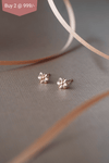 Flower Blossom Rose Gold Plated Mini Stud Earrings - Mannash