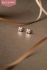 Clover Leaf Flower Rose Gold Plated Mini Sterling Silver Stud Earrings