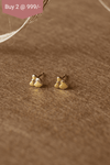 Heart With A Bow Gold Plated Mini Stud Earrings - Mannash