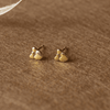 Heart With A Bow Gold Plated Mini Sterling Silver Stud Earrings