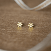 Flower Blossom Gold Plated Mini Sterling Silver Stud Earrings