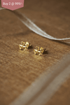 Dreamy Flower Gold Plated Mini Stud Earrings - Mannash