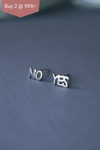 Yes Or No Silver Mini Stud Earrings - Mannash